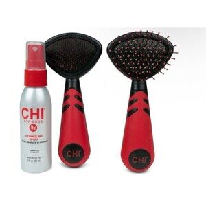 CHI Small Dogs Detangling Kit Grooming 3 Piece w/ Spray Slicker Brush & Double